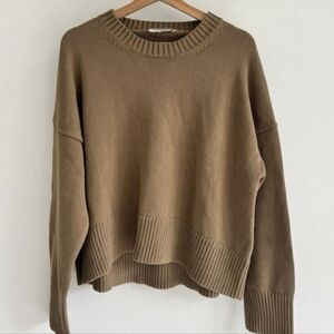 Everlane 100% Organic Cotton Long Sleeve Crew Sweater Brown - Large